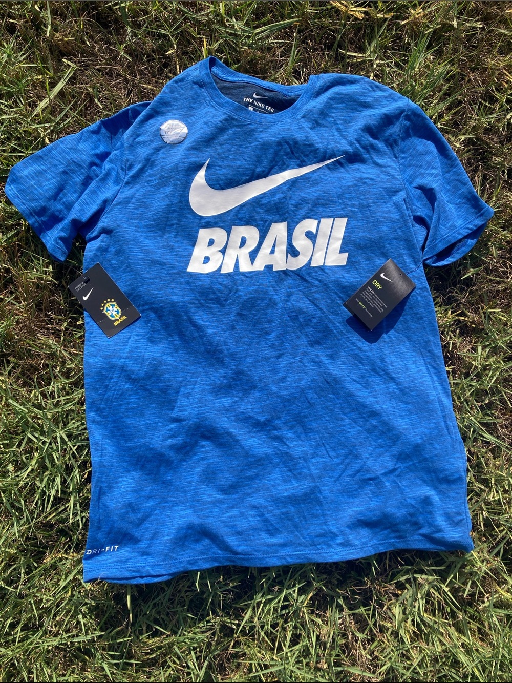 Nike Brasil Blue Mens Tee with White Swoosh
